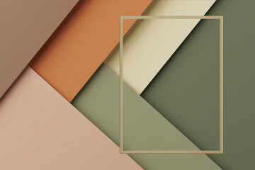 Leinwandbilder - Stack of Color Paper or Fabric Texture Diagonal Abstract Presentation Background with Empty Photo Frame for Banner or Your Design. 3d Rendering
