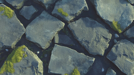 Aufkleber - Rustic stone surface with moss detailing for nature-themed backgrounds
