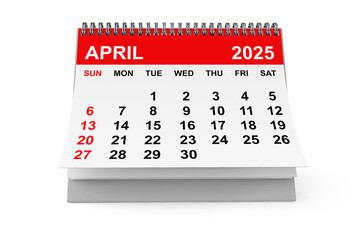 Poster - 2025 Year April Calendar. 3d rendering
