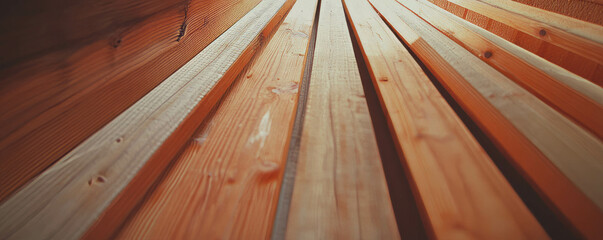 Poster - Wooden texture with angled ribs for rustic design and architecture