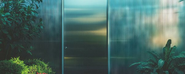 Poster - Modern metallic wall texture in natural surroundings for architecture design