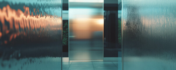Poster - Modern architectural hallway with silver and black textured walls