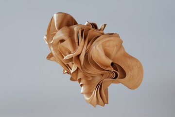 Leinwandbilder - Abstract Wooden Wavy Shape. 3d Rendering