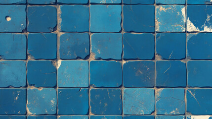 Poster - Vibrant blue tiles with distinctive white grout pattern for interior design