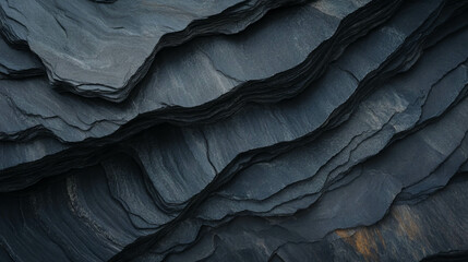 Poster - Elegant layers of smooth black slate with subtle grey tones