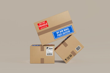 Aufkleber -  Stack of Cardboard Boxes. 3d Rendering