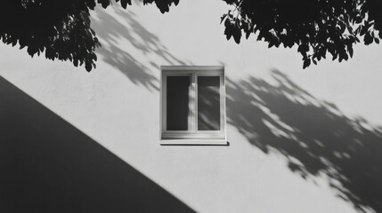 Poster - Minimalist architectural design with white stucco and shadow play on smooth brick wall