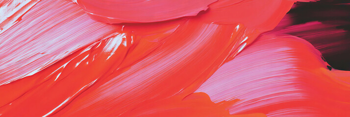 Poster - Vibrant abstract art with smooth red and pink brush strokes for creative design