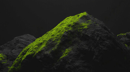 Poster - Lush velvety moss covering smooth dark rock surface