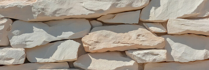 Poster - Stone wall texture with faded beige paint for background design