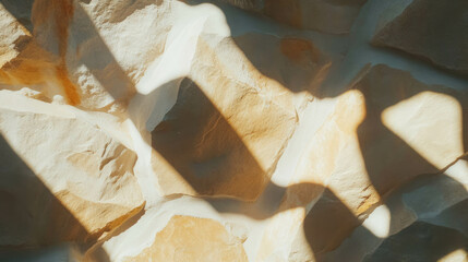 Poster - Textured stone wall with carved patterns and shadows
