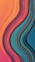 Poster - A colorful line drawing with blue and pink colors. The blue color is on the right side of the drawing