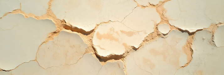 Poster - Rustic beige wall texture with cracks and rough surface for architectural design and backgrounds