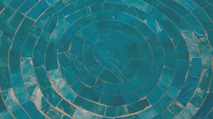 Poster - Teak and blue marble circular tile design for interior decor and architecture projects