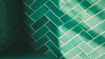 Aufkleber - Elegant teal chevron tile pattern with white grout for interior design inspiration