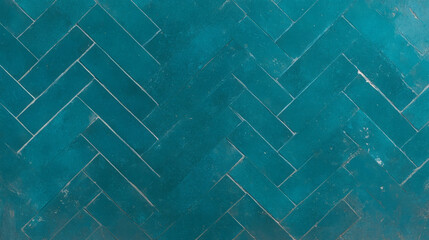 Poster - Intricate teal chevron tile pattern with white grout for interior design and décor