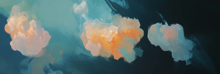 Poster - Abstract textured paint with angled crosshatch in pastel hues for creative design