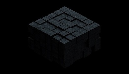 Poster - Dark gray cube composed of many smaller cubes.