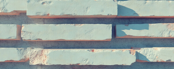 Poster - Textured horizontal brick pattern with shadow and light play for architectural design