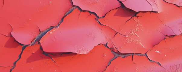 Poster - Cracked red peeling paint texture for creative design concepts and backgrounds