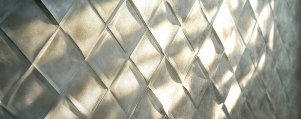 Poster - Elegant diamond lattice pattern on smooth plaster surface with soft lighting