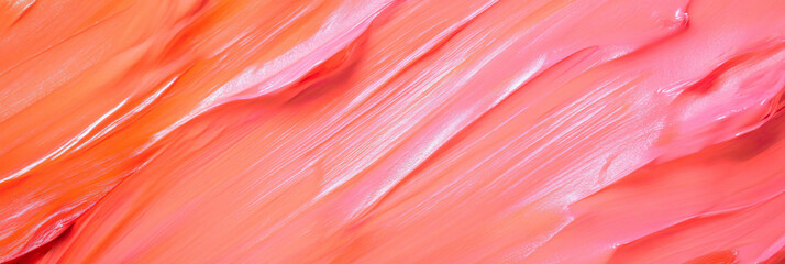 Aufkleber - Vibrant abstract texture of smooth flowing paint strokes in pink and orange hues