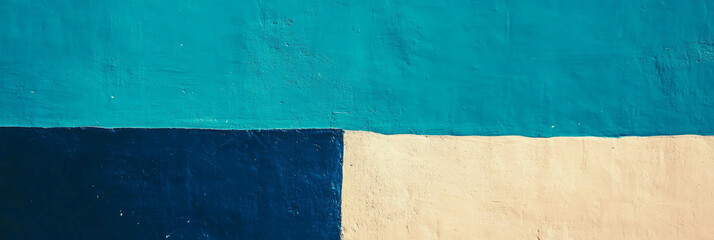 Poster - Ultramarine and beige wall texture with calm minimalist design