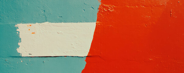 Poster - Vibrant abstract texture of vermilion, grey, and white wall for artistic design