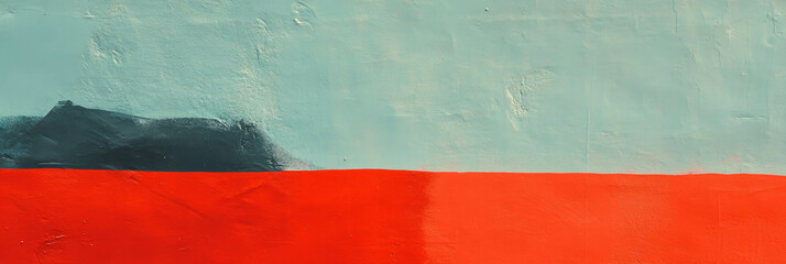 Poster - Bold vermilion and grey wall texture with abstract design for artistic background use