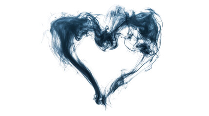 Poster - Blue smoke forming a heart shape swirling on transparent background, ideal for love, romance and valentine's day projects