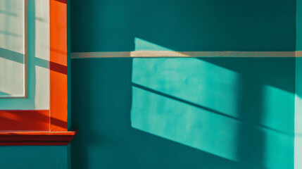 Poster - Vibrant colored molding against textured wall with play of shadows