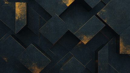 Poster - Elegant geometric gold molding on dark wall texture for modern decor design