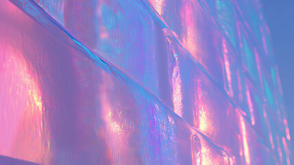 Poster - Iridescent wall texture with shimmering color shift for creative design projects
