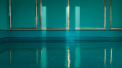 Poster - Elegant interior design with teal wall and metallic molding accents
