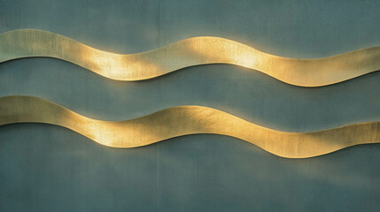 Poster - Elegant wall design with overlapping curved gold molding for modern interior decor