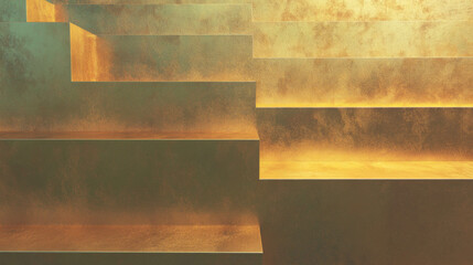 Poster - Luxurious gold molding texture with overlapping geometric shapes