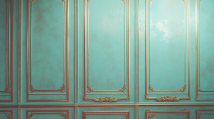 Poster - Elegant wall design with raised gold molding patterns for interior decoration and design inspiration