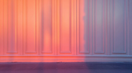 Poster - Symmetrical wall molding design with orange and blue gradient lighting