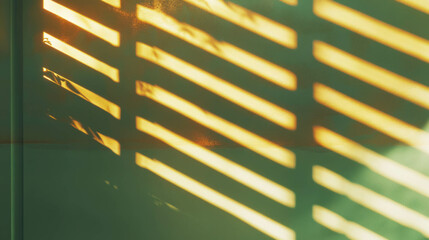 Poster - Sunlit wall texture with golden molding lines and shadow patterns for interior design