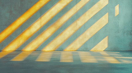 Poster - Elegant wall design with thin gold molding lines and sunlit shadows