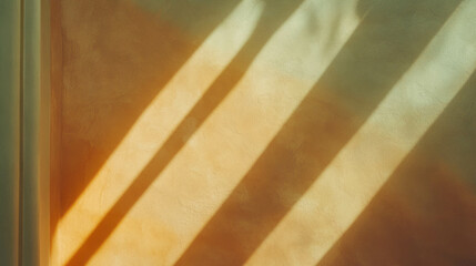 Aufkleber - Warm sunlit wall with asymmetrical molding for interior design inspiration