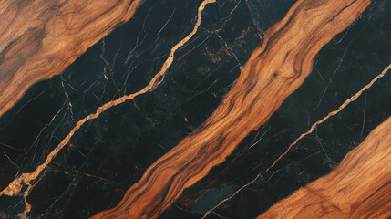 Poster - Elegant walnut and black marble textured tile design for interior decoration