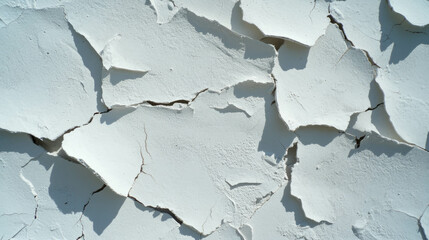 Poster - Weathered white brick texture with crumbling plaster for architectural design