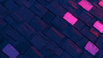 Poster - Vintage weathered brick texture with dark and pink tones for background design