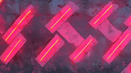 Poster - Neon pink and weathered dark brick texture for modern design