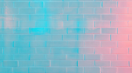Aufkleber - Neon geometric patterns on white brick wall for modern design