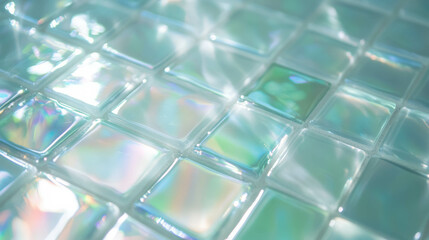 Poster - Elegant white tile texture with glass mosaic accents for interior design and decoration