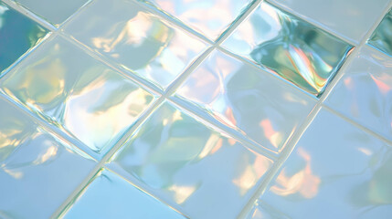 Poster - Elegant design of white tiles with glass mosaic accents for interior decor