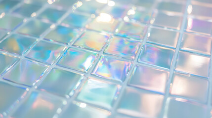Poster - Elegant white tile texture with iridescent glass mosaic accents for creative design