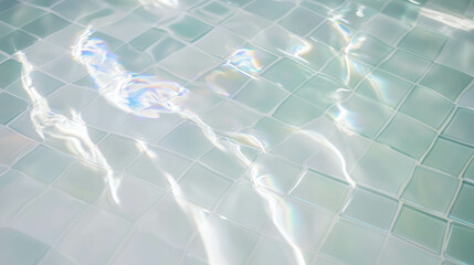 Poster - Elegant white tile texture with glass mosaic accents perfect for modern interior design